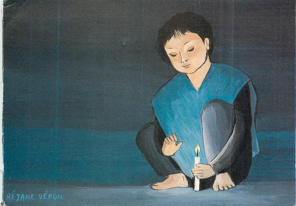 बच्चा जिसके हाथ में मोमबत्ती है — रेजान वेरॉन — वितरक दिखाई नहीं दे रहा है - आगे