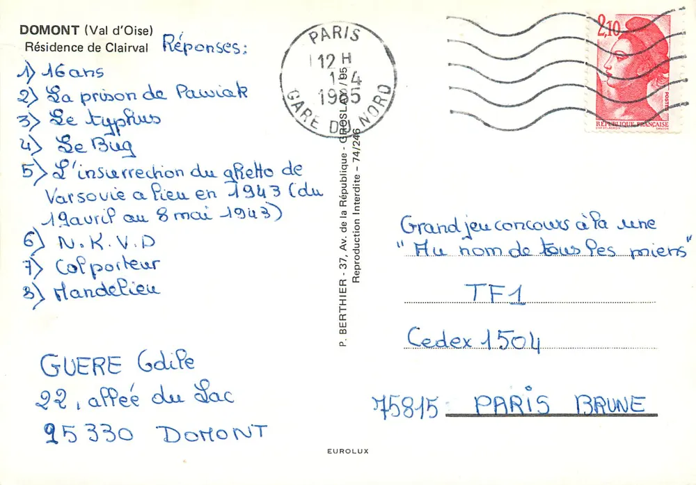 Domont (Val-d'Oise) — Residência de Clairval — P. BERTHIER - Verso