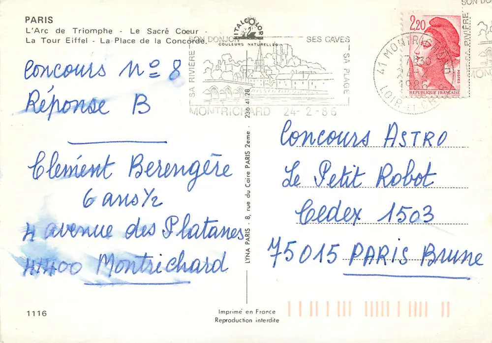 Paris — Arco do Triunfo, Coração Sagrado, Torre Eiffel, Praça da Concórdia — Impresso na França - Verso