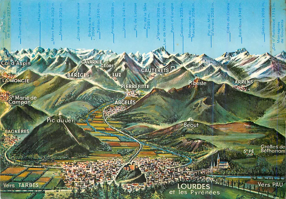 Lourdes und die Pyrenäen — Panoramablick auf die Berge — Verlag Edlux, Nr. 300 - Vorderseite