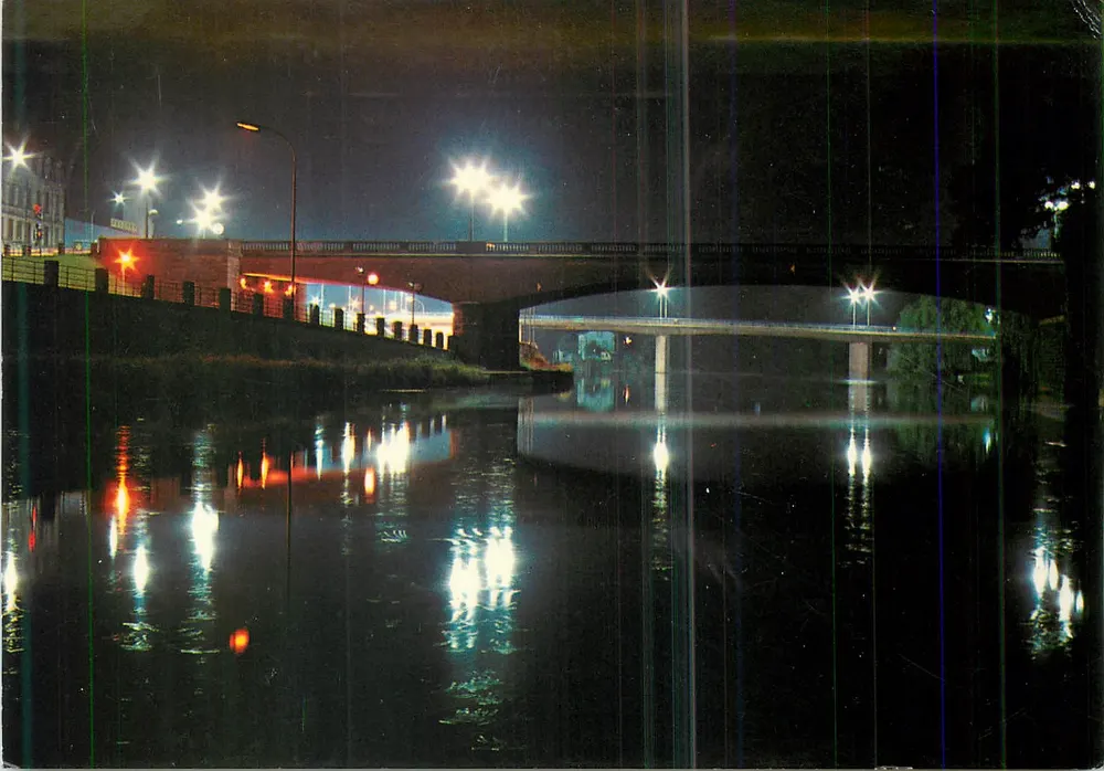 Sarreguemines de nuit — Les deux ponts sur la Sarre — Edition 'Europ' n°9118 - Recto