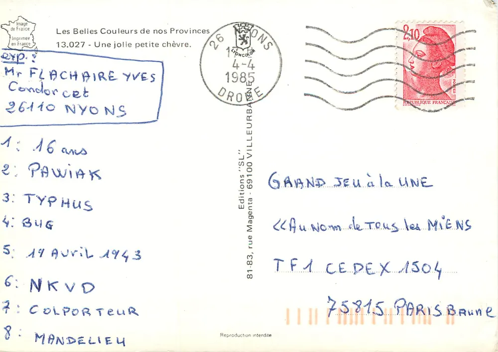 Ziege — Provence — Editions 'SL' - Rückseite
