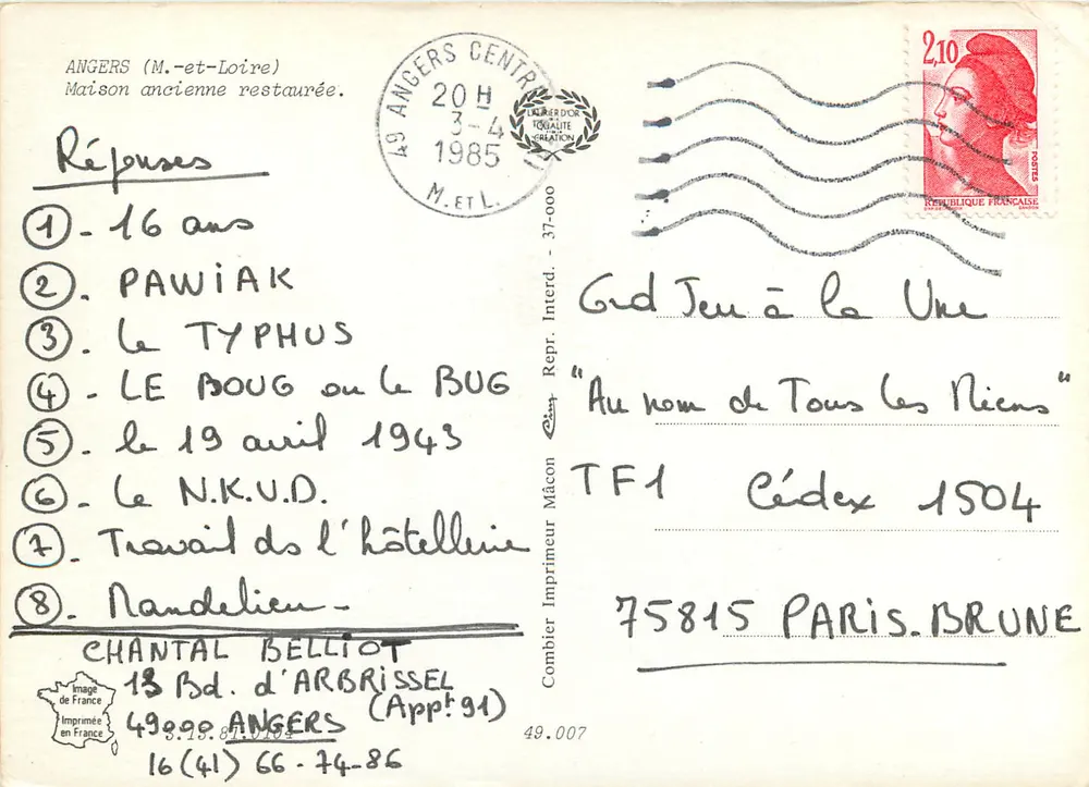 Angers - Die Stadt des Königs René — Cing - Rückseite