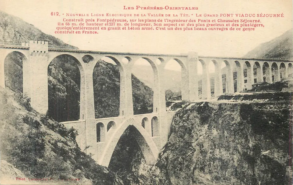 Duży Most Viaduc Séjourné — Pyrenees-Orientales — Fot. Labouche Frères, Toulouse - Awers