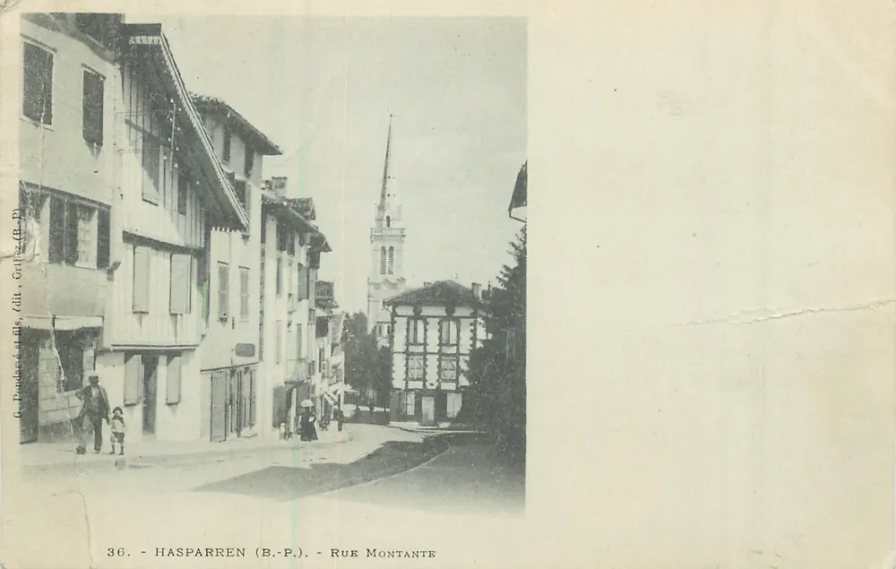 Hasparren (B.P.) - Rue Montante — Q. Panderès & fils, edição (n° 36) - Frente