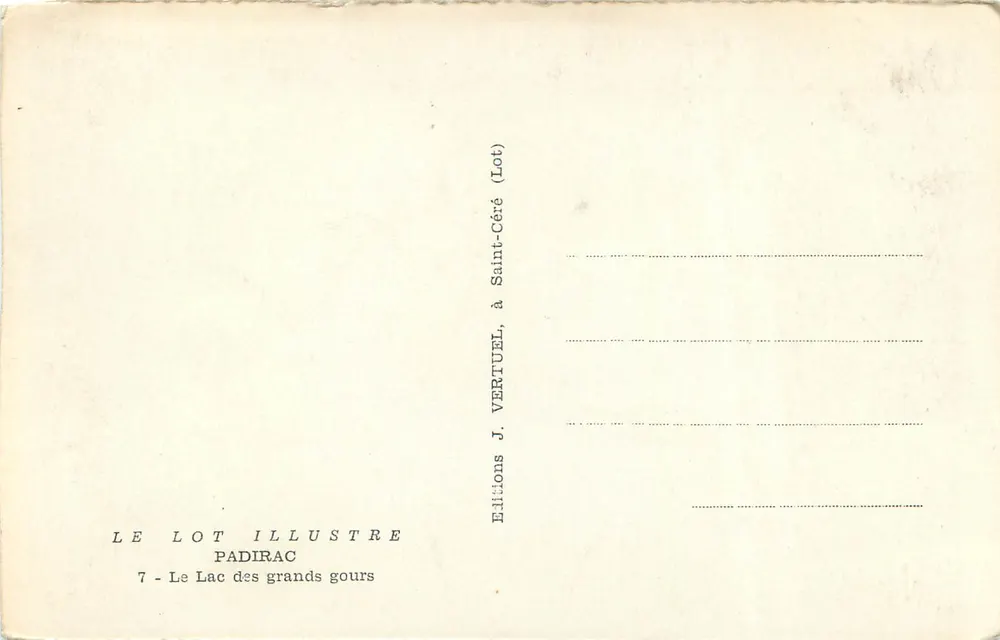 Lago dos Grandes Gours — Saint-Céré (Lot) — Edições J. Vertuel - Verso