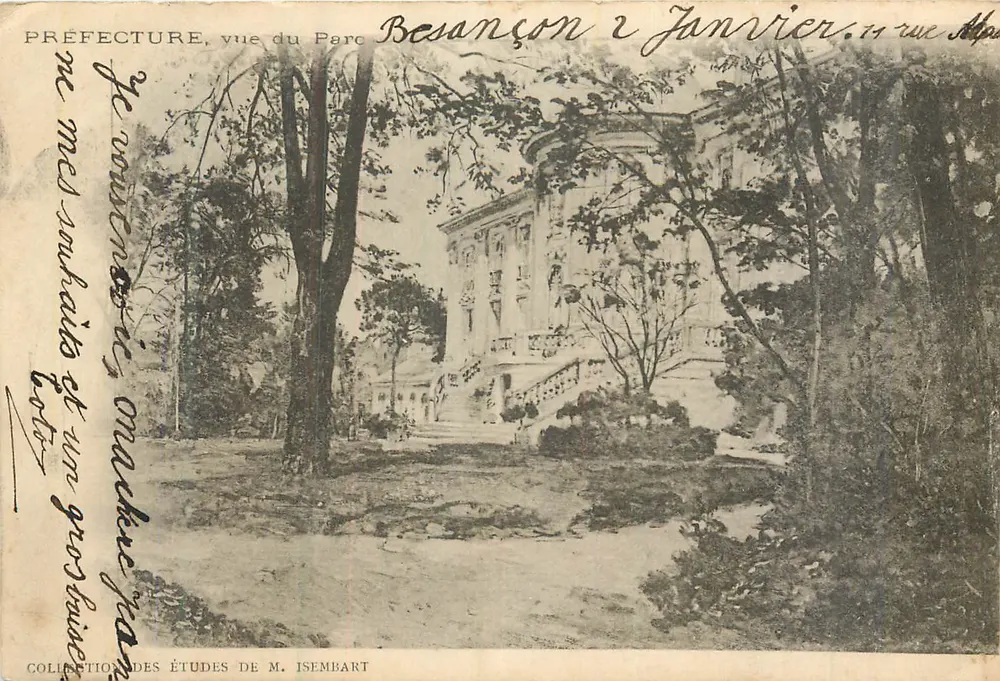 Prefeitura, vista do Parque — Besançon — Coleção das Estudos de M. Isembart - Frente
