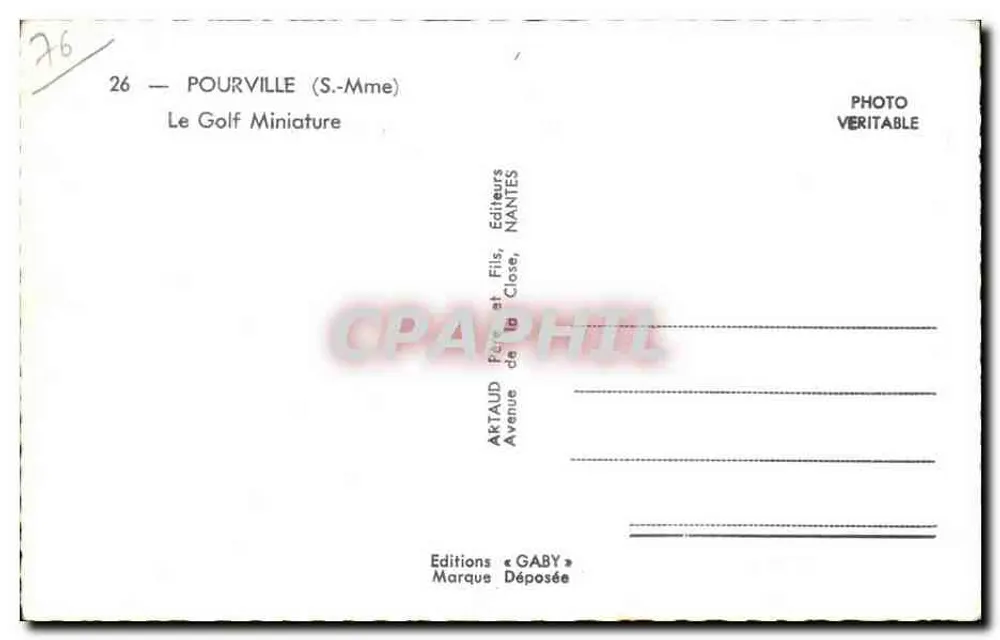 Pourville — O Mini-Golf — Edições Gaby - Verso