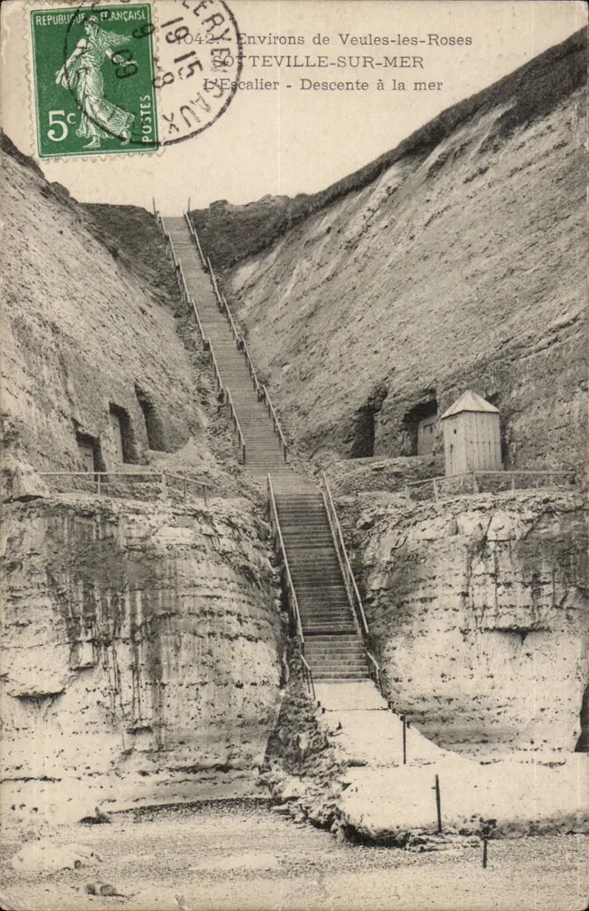 Umgebung von Veules-les-Roses — Die Treppe - Abstieg zum Meer — Sotteville-sur-Mer, Verleger L'Escalier - Vorderseite