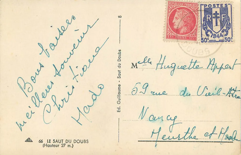 O Salto do Doubs — Altura 27 m. — Ed. Guillaume - Salto do Doubs - Verso