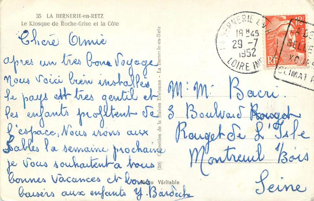 La Bernerie-en-Retz — Le Kiosque de Roche-Grise et la Côte — Collection de la Maison Bretonne - Verso