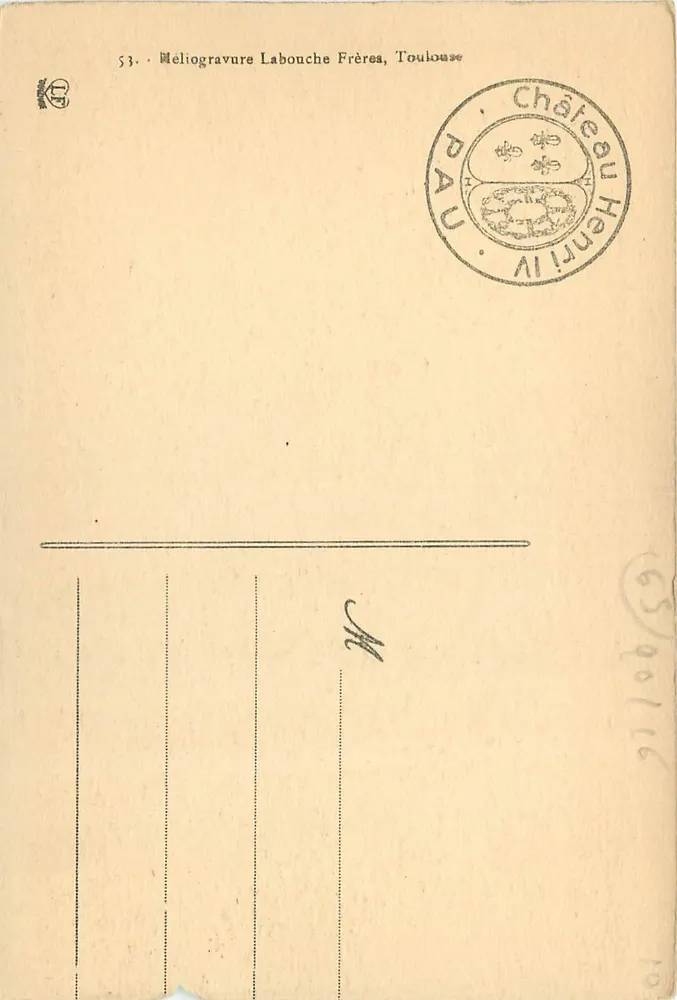 Pau - Schloss Henri IV - Salle des Gardes — Verlag Labouche Frères, Toulouse, Nr. 53 - Rückseite