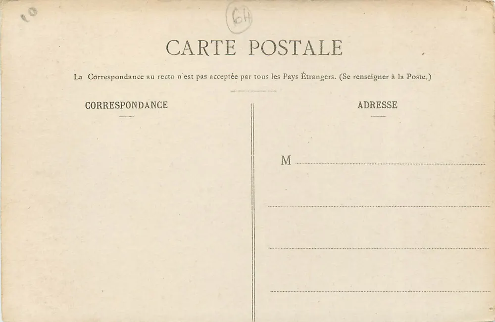 Pau - O Castelo, Fachada Principal — editor desconhecido, n° 15 - Verso