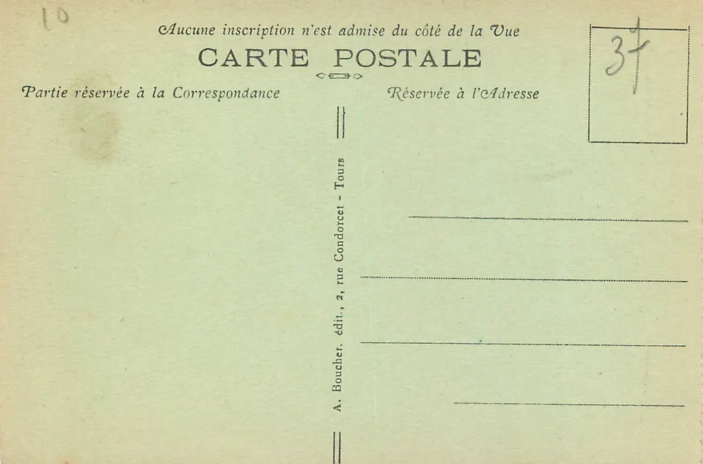 Tours (Indre-et-Loire) — L'Hôtel de Ville — A.B. n°246 - Verso