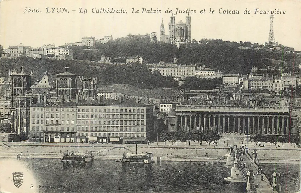 LYON - Die Kathedrale, Das Justizpalast und der Fourvière-Hügel — S. Farcos, n° 5500 - Vorderseite