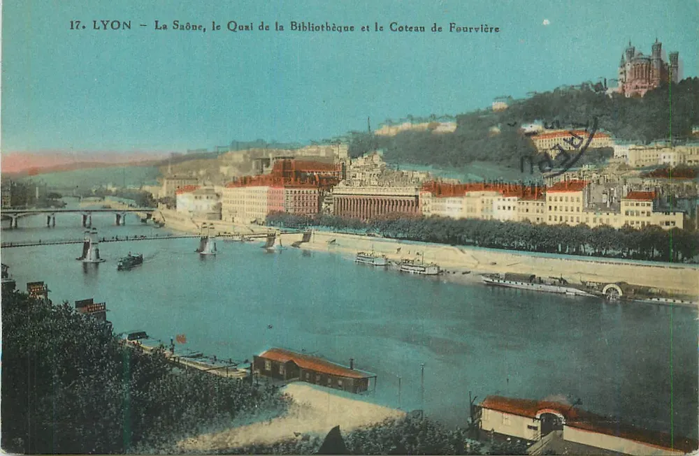 LYON — Die Saône, der Quai de la Bibliothèque und der Coteau de Fourvière — Unbekannter Verleger, Nr. 17 - Vorderseite
