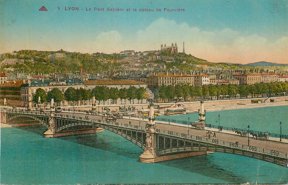 Lyon - Der Pont Galliéni und der Fourvière-Hügel — Verlag Cie des Arts Photomécaniques, Nr. 9 - Vorderseite