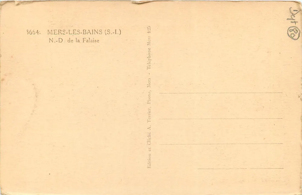 Monument à Notre-Dame de la Stella — Mers-les-Bains — Éditeur A. Terrier, n° 3664 - Verso