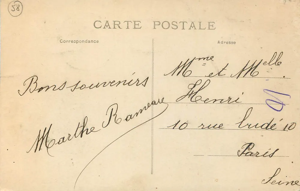 Nevers - Ansicht des Vi-duc und der Butte des Montapins — Veuve Victor Degnernese, Verleger, Nevers - Rückseite