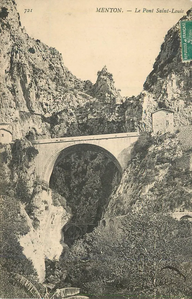 Menton — O Ponte Saint-Louis — Editor não identificado, n° de série 721 - Frente