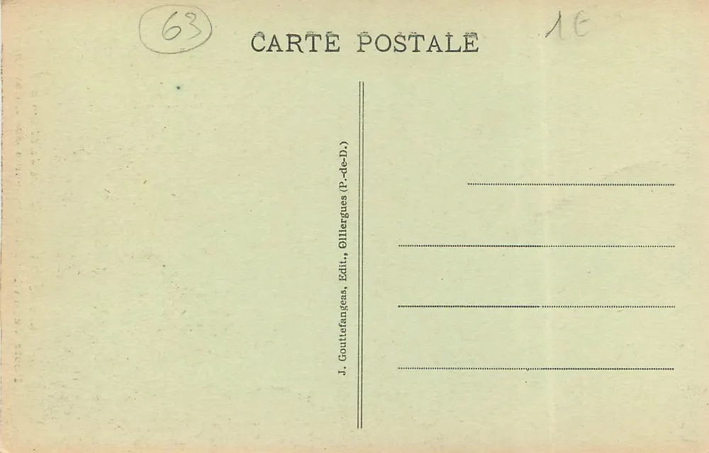 Porte de la Châtelaine - Château de Murols — Armes des d'Estaings — J. Gouttefangeas, Olliergues (P.-de-D.) - Verso