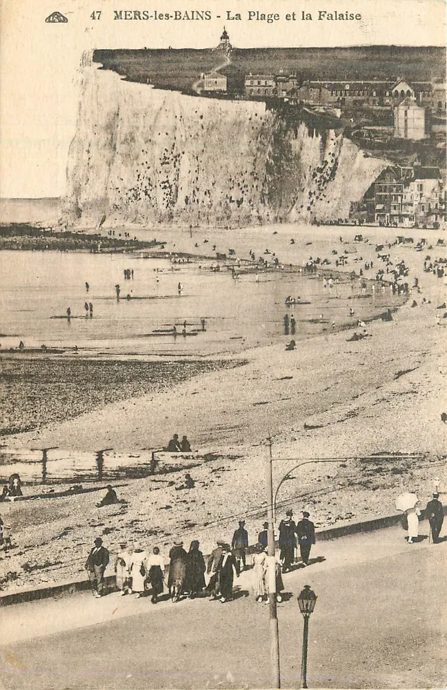 MERS-les-BAINS - La Plage et la Falaise — série 47, éditée par G. Alsaïsienne des Arts Photographiques, Strasbourg - Recto