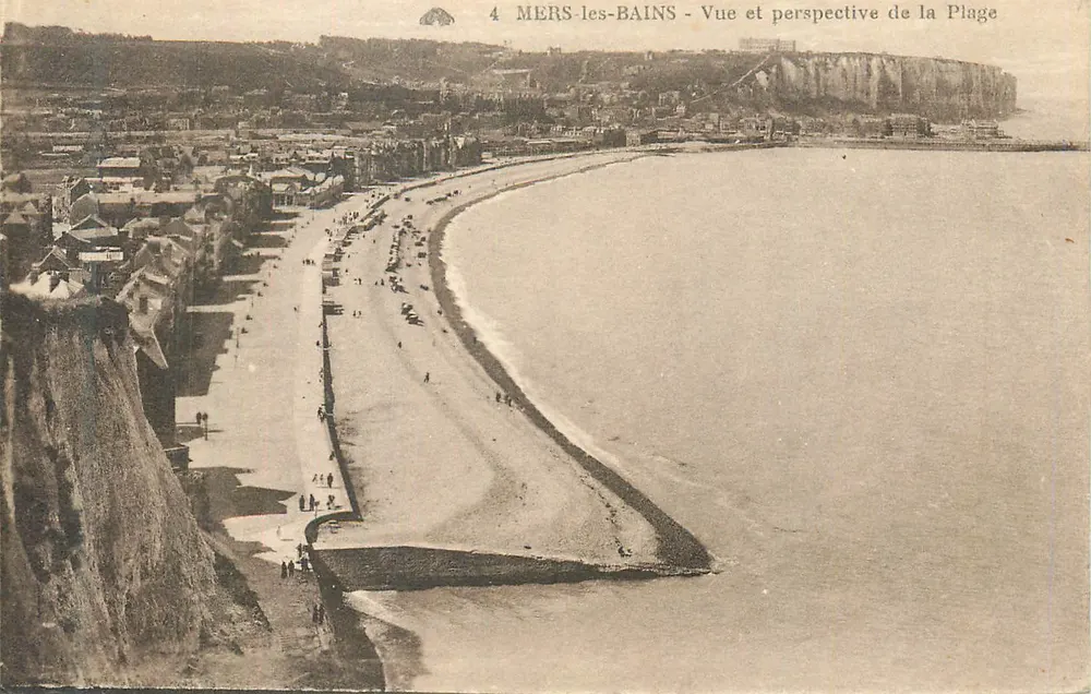MERS-les-BAINS — Vista y perspectiva de la Playa — Cie Alsacienne des Arts Photomécaniques - Anverso