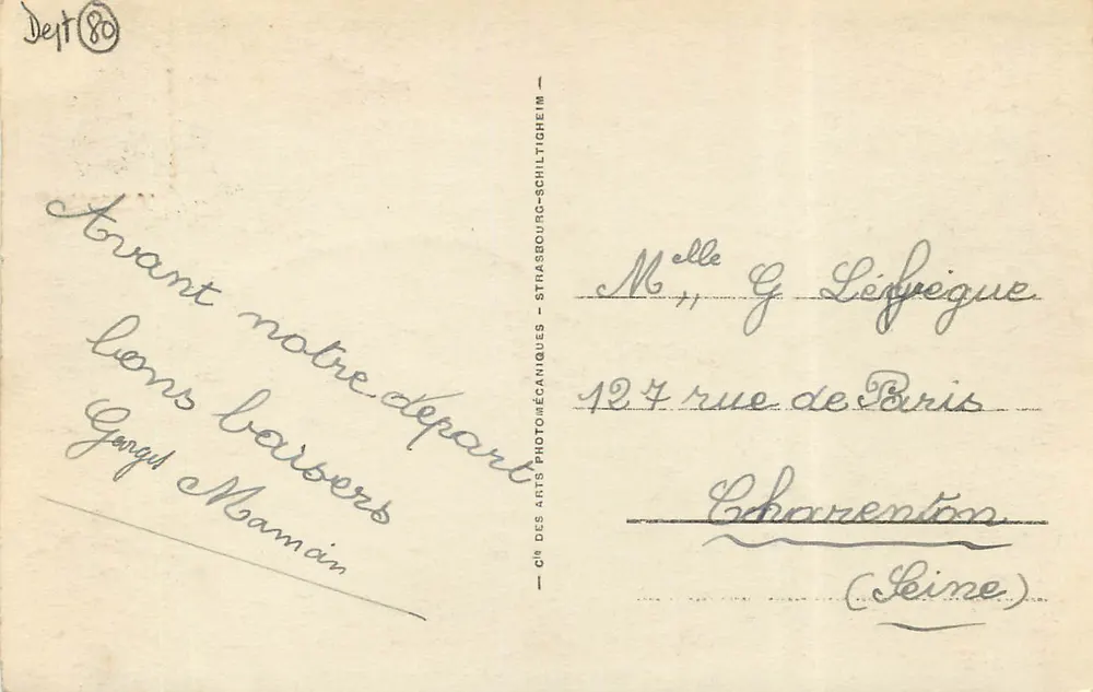 MERS-les-BAINS — Par gros temps — CIR DES ARTS PHOTO-MÉCANIQUES - STRASBOURG-SCHILTIGHEIM - Verso