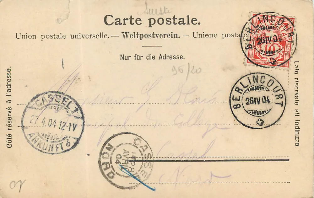 Cachoeira em Berlincourt — Lembrete de Berlincourt (Suíça) — Enard et Boéchât, Editores, Delémont - Verso