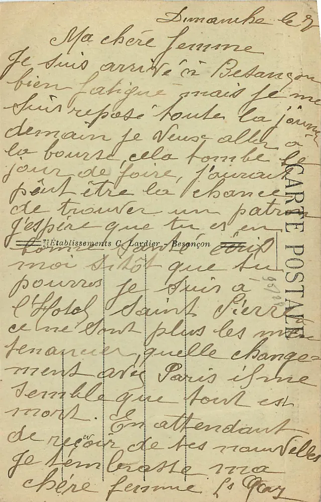 Monument du Champ-Bruley à Besançon-les-Bains — 2179 officiers morts pour la Patrie (1870-71) — éditeur non identifié, n° 1443 - Verso