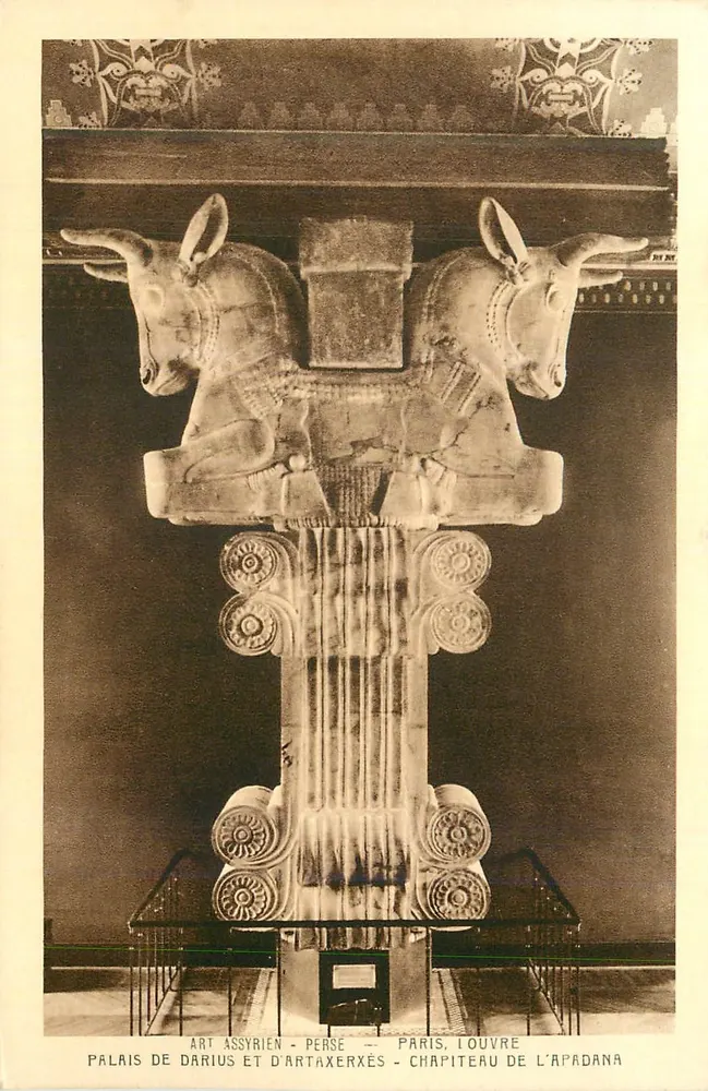 Arte assíria - Pérsia — Palácio de Darius e Artaxerxes — Capitel da Apadana — Paris, Louvre - Frente