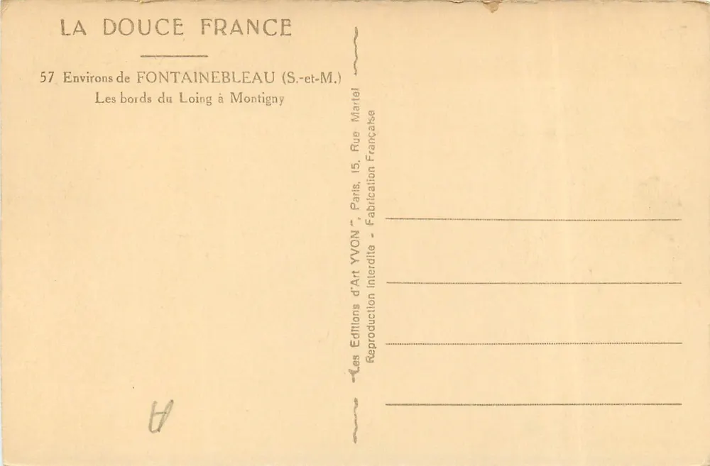 Die Ufer des Loing in Montigny — Umgebung von Fontainebleau (S.-et-M.) — Éditions Yvon - Rückseite