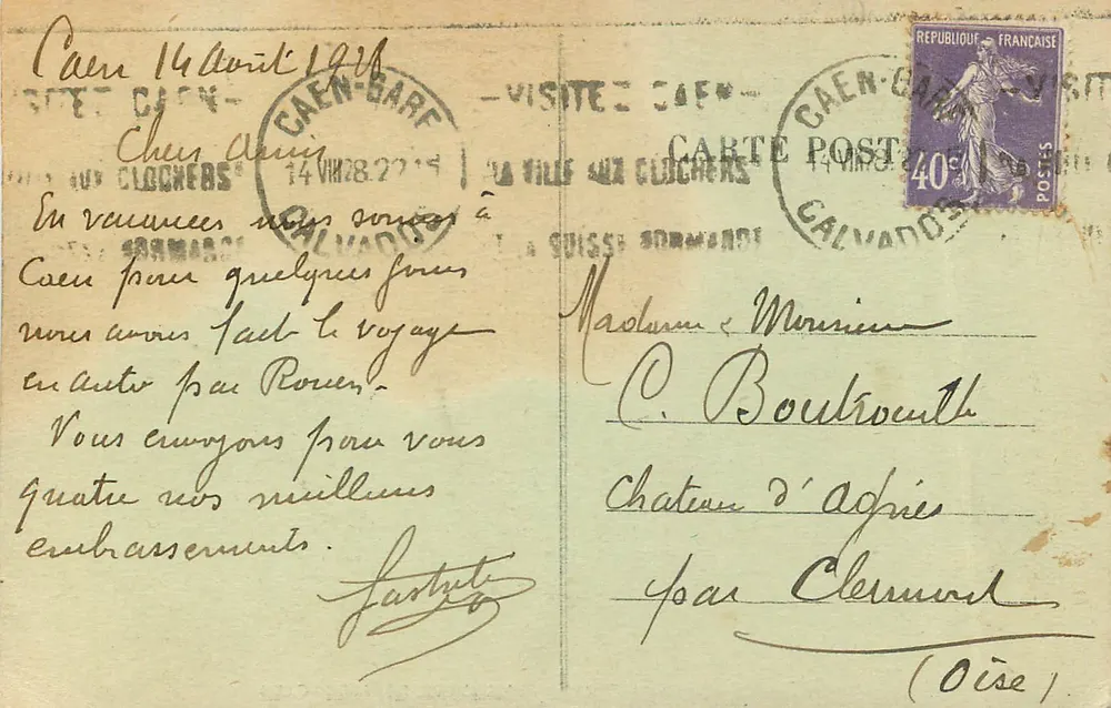 Caen — Vista geral sobre Saint-Étienne — Editor desconhecido, n° 492 - Verso