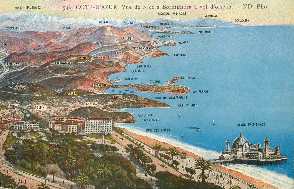 Vue de Nice à Bordighera à vol d'oiseau — Côte-d'Azur — ND. Phot. - Recto
