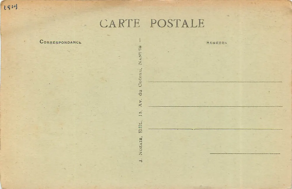 La Rochelle - La Tour de la Lanterne au clair de lune — série 103, édit. J. Nozaire, Nantes - Verso