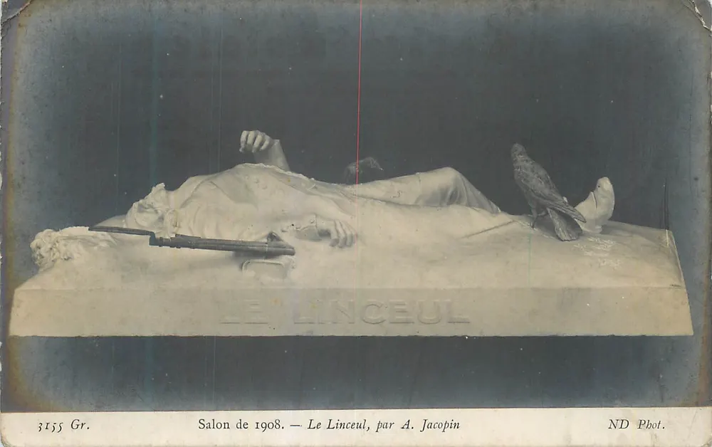 앤티크 엽서 1908년 살롱 Le Linceul, A Jacopin - 앞면