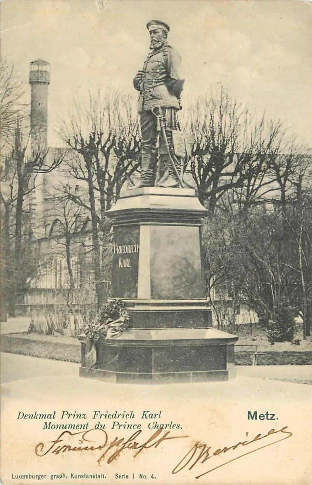 Monumento do Príncipe Carlos — Metz — Luxemburger graph. Kunstanstalt, série No. 4 - Frente