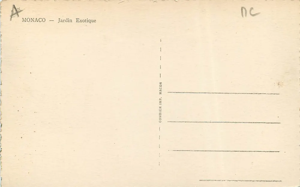Mônaco — Jardim Exótico — Combier, Mônaco - Verso