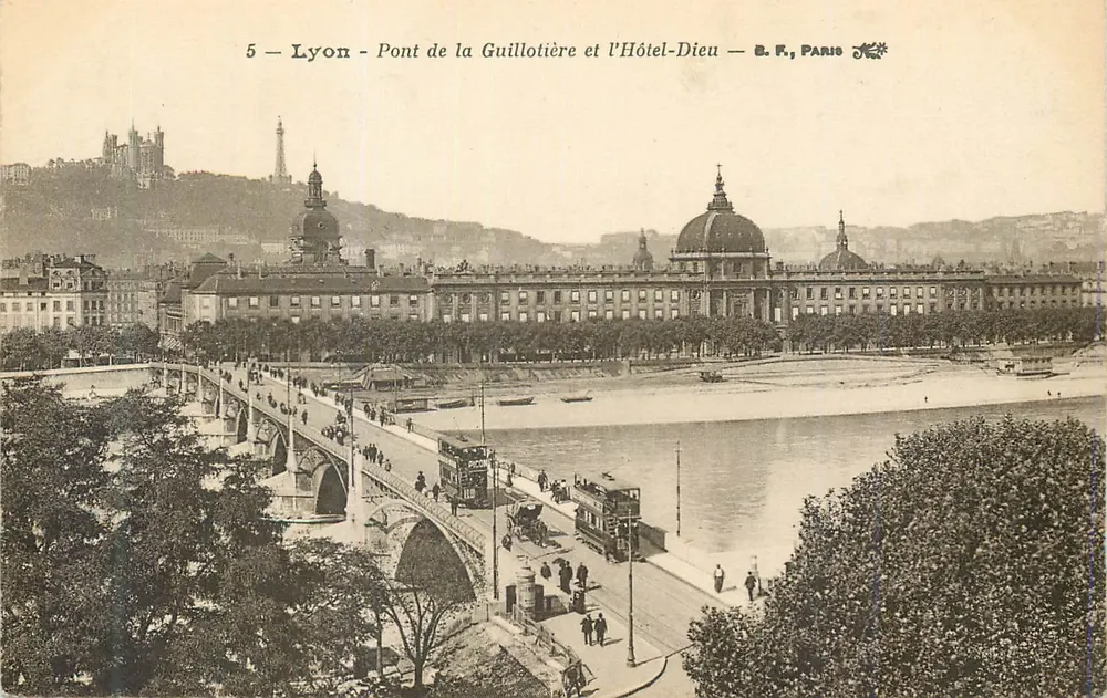 Lyon - Brücke Guillotière und Hôtel-Dieu — B. F., Paris - Vorderseite