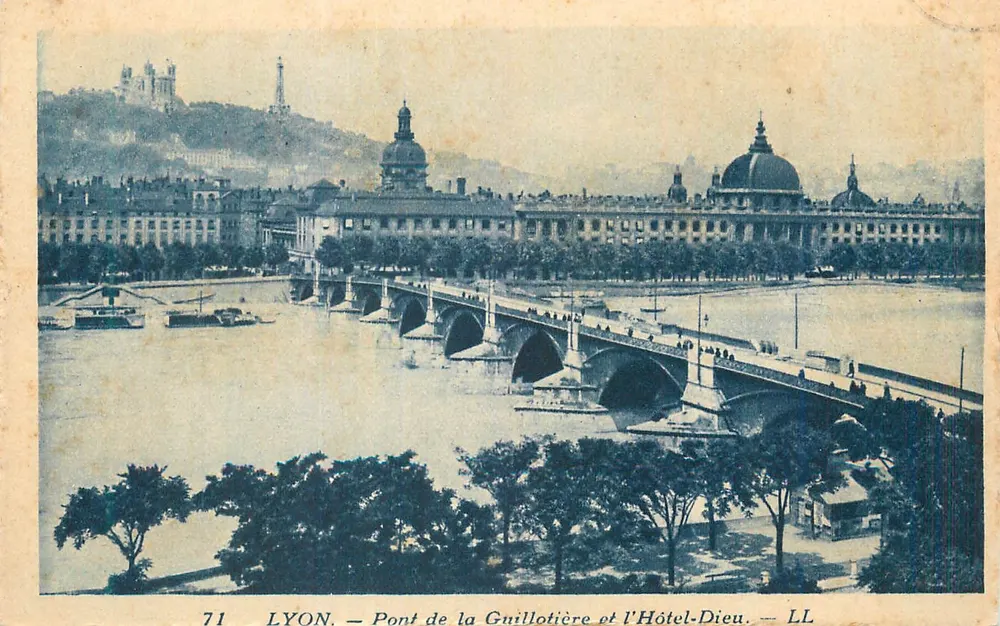 LYON — Brücke Guillotière und Hôtel-Dieu — LL - Vorderseite