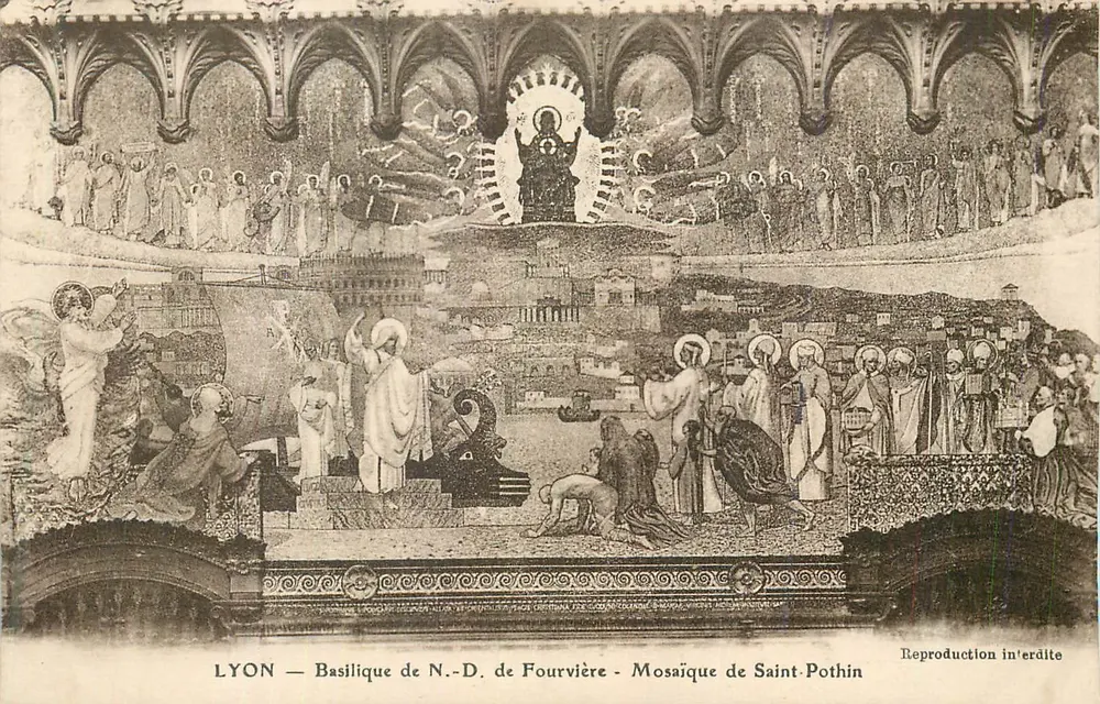 LYON — Basilika Notre-Dame de Fourvière — Mosaik des hl. Pothin - Vorderseite