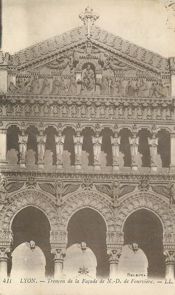 LYON — Trecho da Fachada de N.-D. de Fourvière — Selecta — n°411 - Frente