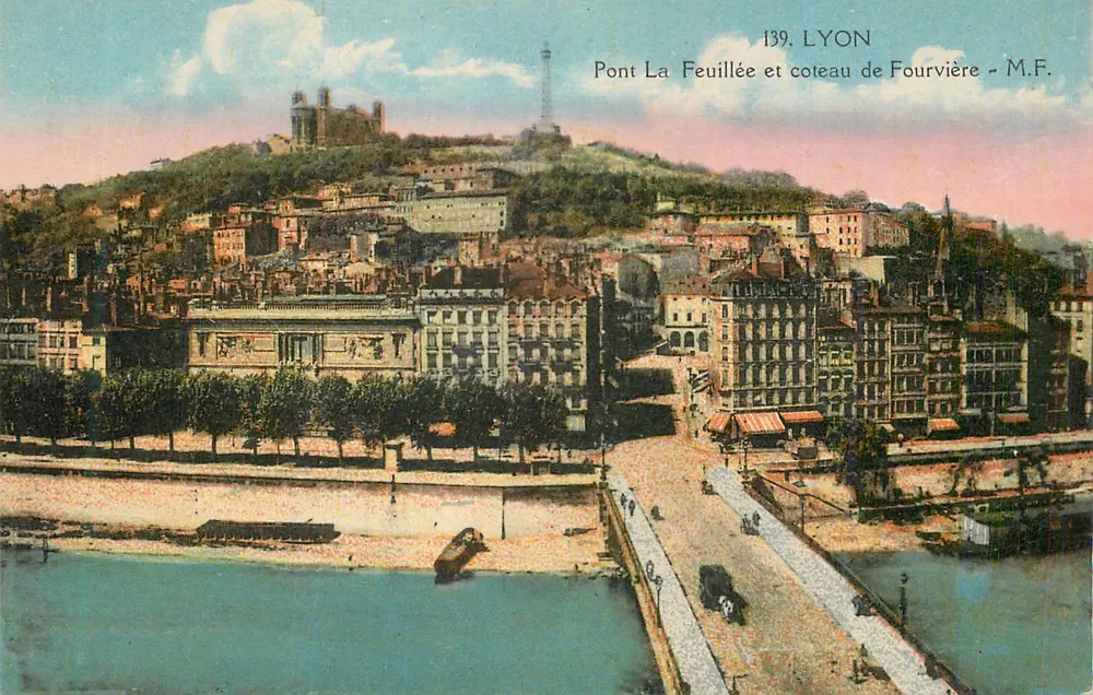 Lyon - Pont La Feuillée et coteau de Fourvière — M.F. n°139 - Recto