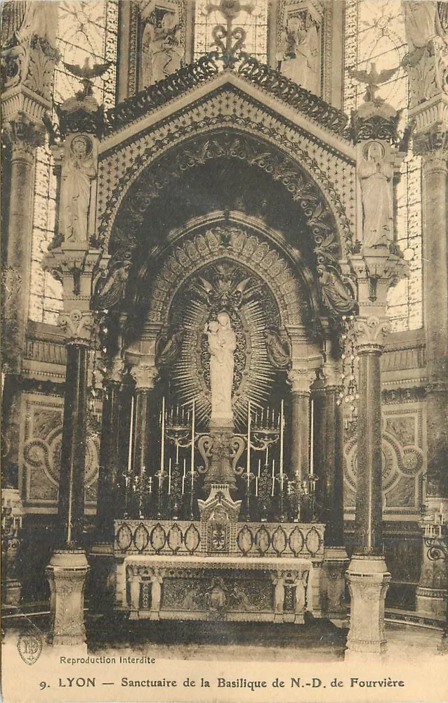 Sanctuaire de la Basilique N.-D. de Fourvière — Lyon — Reproduction Interdite - Recto