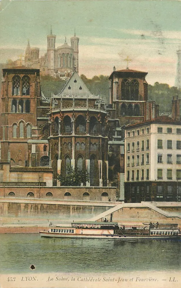 Lyon — Die Saône, die Kathedrale Saint-Jean und Fourvière — LL - Vorderseite