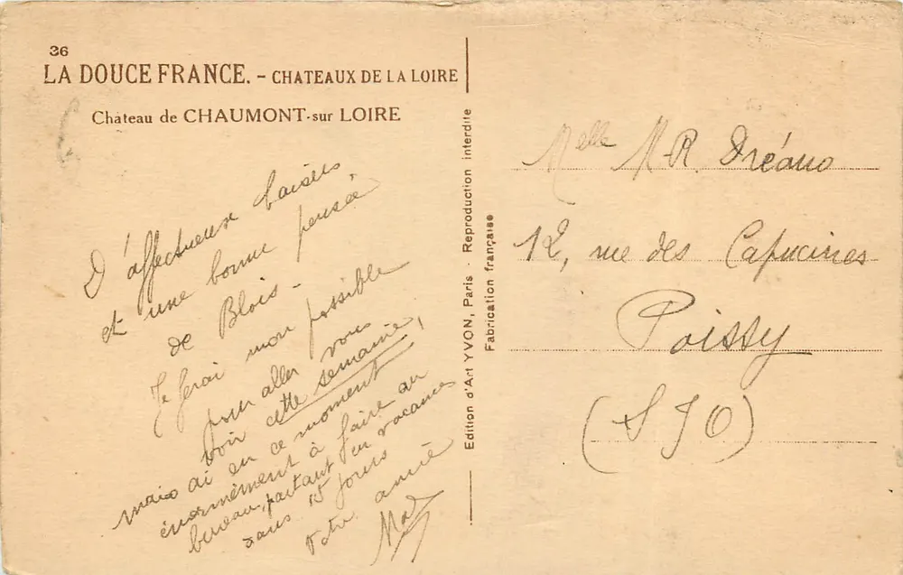Château de Chaumont-sur-Loire — Châteaux de la Loire — Édition d'Art YVON, Paris - Verso