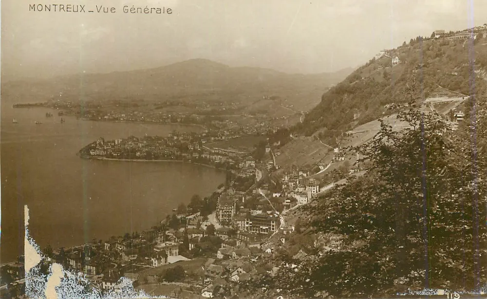 Montreux — Vista Geral — Edição Art. Perrochet Matile, Lausanne - Frente