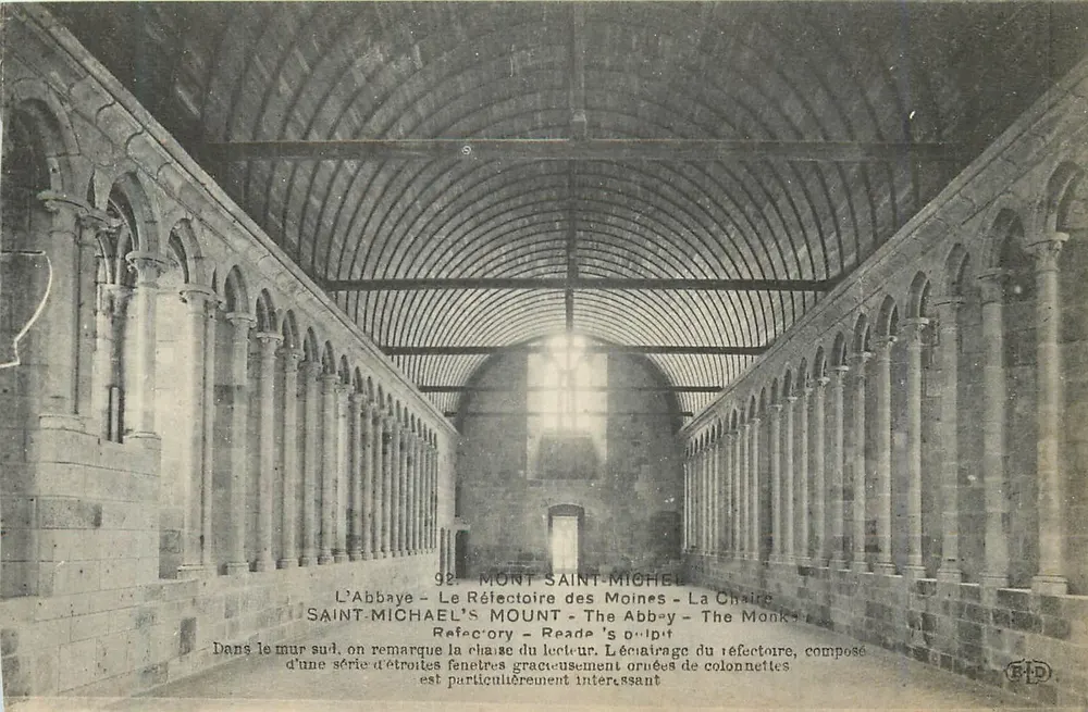 Mont Saint-Michel — Refektorium der Mönche — Der Stuhl — Verleger J. & E. Dely, Paris, Nr. 92 - Vorderseite