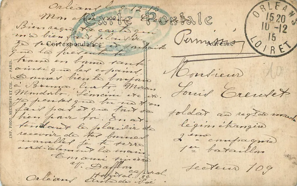 Orléans — O Palácio de Justiça — ND. Fotografia. - Verso