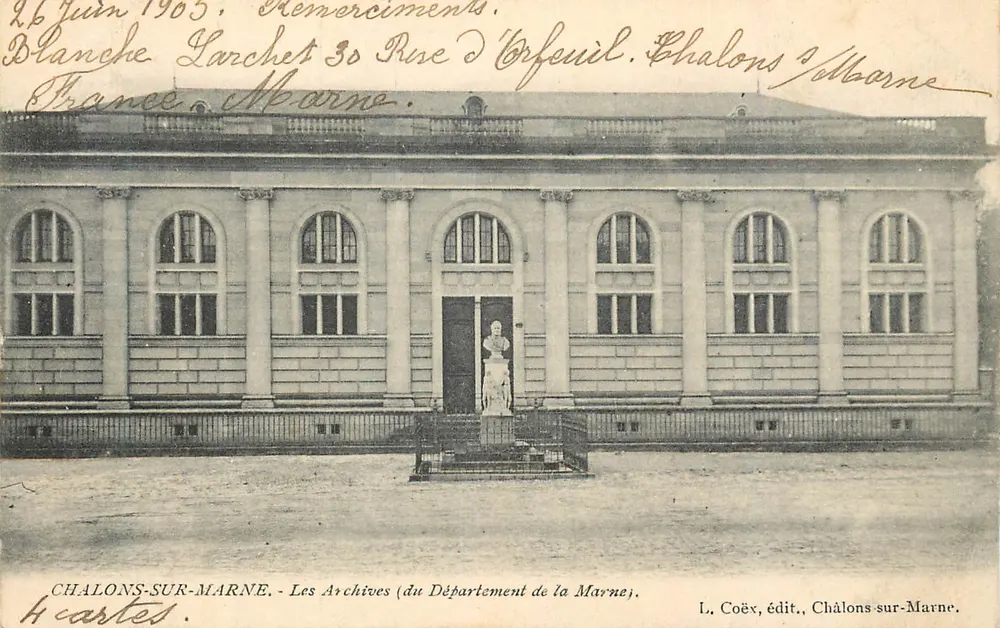 Chalons-sur-Marne — Die Archive (des Departements der Marne) — L. Coëx, Verlag, Châlons-sur-Marne - Vorderseite